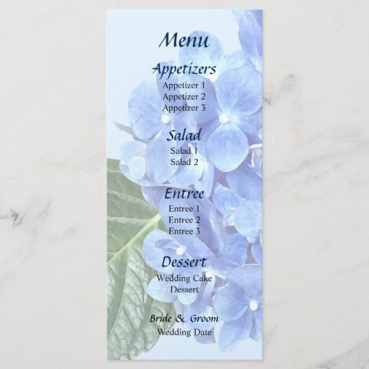 Blauw Hydrangea Menu (Voorkant)