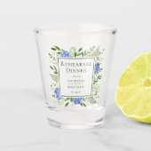 Blauw Hydrangea Oefendiner  Shot Glas (Voorkant)