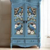  Blauw Hydrangea Vogel Art Nouveau Ephemera Tissuepapier