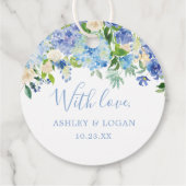 Blauw Hydrangea Waterverf Bloem Bruiloft Rustiek Bedankjes Labels (Achterkant)