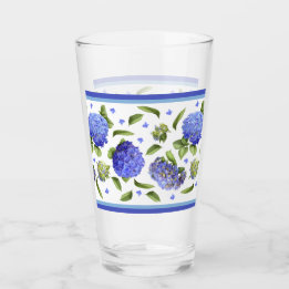 Blauw Hydrangeas BorderPatroon Glas