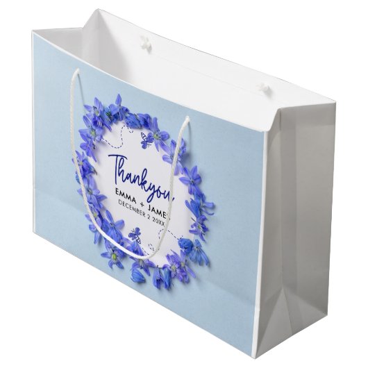  Blauw Hydrangeas Script bruiloft Dank u Groot Cadeauzakje (Voorkant Gekanteld)