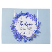  Blauw Hydrangeas Script bruiloft Dank u Groot Cadeauzakje (Achterkant)