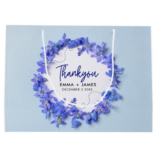  Blauw Hydrangeas Script bruiloft Dank u Groot Cadeauzakje (Achterkant)