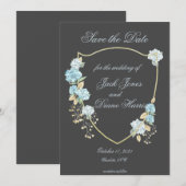 Blauw Hydreanga Bewaar de datum Aankondiging (Voorkant / Achterkant)