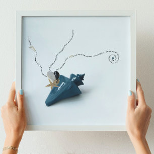 Blauw hygge strand decor oceaan thema gedicht kust poster