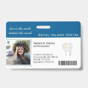 Blauw   Identificatiebadge met foto voor tandartsp Badge