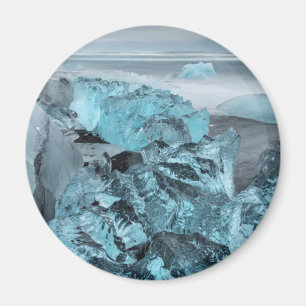 Blauw ijs op strand landschap, IJsland Magneet