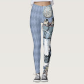 Blauw ijs zilver Alice in Wonderland Leggings (Voorkant)