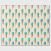 Blauw IJskonenpatroon, lichtgeel Cadeaupapier (Vlak)