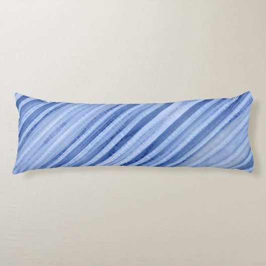Blauw ijzig Bord gestreept Lichaamskussen (Voorkant)