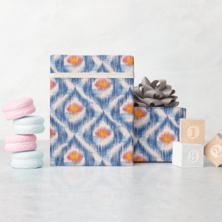 Blauw ikat-cadeaupapier voor Feestdagen Cadeaupapier