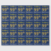 Blauw, imitatie Gold look "99th BIRTHDAY" Cadeaupapier (Vlak)