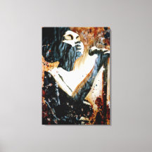 Blauw in Bruin op Uitgerekt Canvas