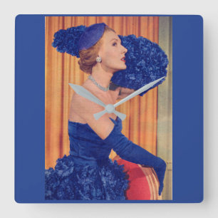 Blauw in de jaren vijftig vierkante klok