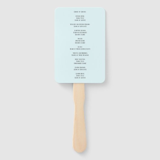 Blauw in liefdevolle herinnering Elegant begrafeni Handwaaier (Achterkant)