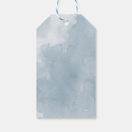 Blauw indigo waterverf bloemenbruiloft cadeaulabel (Achterkant)