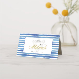 BLAUW INDIGO WATERVERF STRIPES BAR BBT MITZVAH