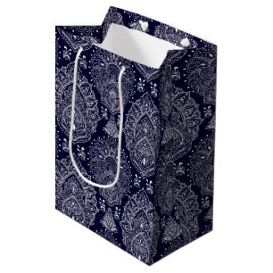 blauw Indisch etnisch vintage patroon Medium Cadeauzakje