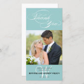 BLAUW INITIAAL SCRIPT BRUILOFT BEDANKT FOTOKAART (Voorkant / Achterkant)