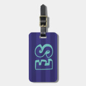 Blauw Initialen Bagagelabel (Voorkant verticaal)