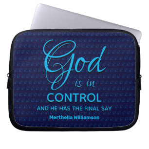 BLAUW Inspirerend Christelijk GOD IS IN DE BEHEERS Laptop Sleeve