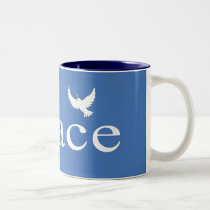 Blauw Inspirerend vredescitaat Tweekleurige Koffiemok