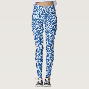 Blauw Iris Botanisch Patroon Vintage Leggings