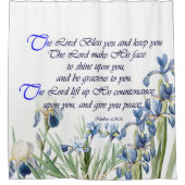 Blauw Iris Flowers Blessing Floral Shower Curtain Douchegordijn (Voorkant)