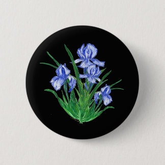 Blauw Iris op zwart Ronde Button 5,7 Cm