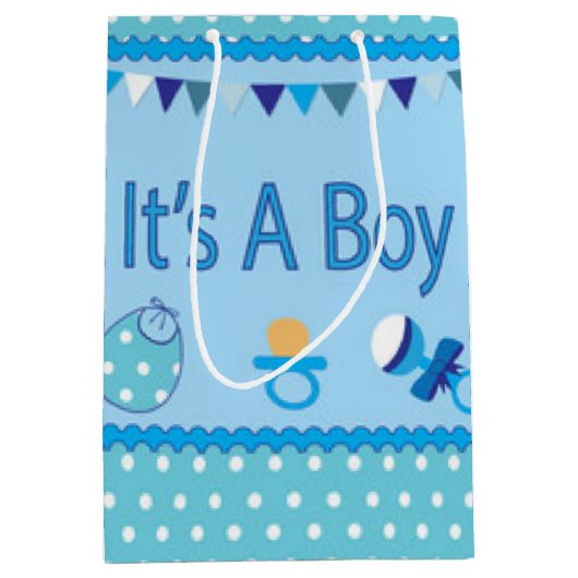 Blauw is een jongen medium cadeauzakje (Voorkant)