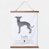 Blauw Italiaans grijnshond met een pols en aangepa Hangend Wandkleed (Voorkant)