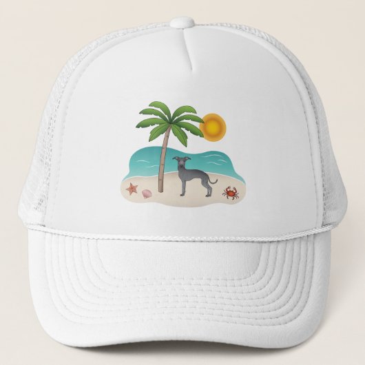 Blauw Italiaans kruit bij tropisch zomerstrand Trucker Pet (Voorkant)