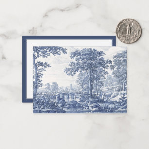 Blauw Italiaans landschap 1600s Notitiekaartje