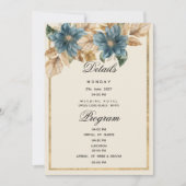 Blauw ivoor gouden herfst voorjaar bloemen Details Kaart (Voorkant)