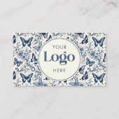Blauw Ivoorkleurige Toile De Jouy Aangepast Logo Q Visitekaartje (Voorkant)