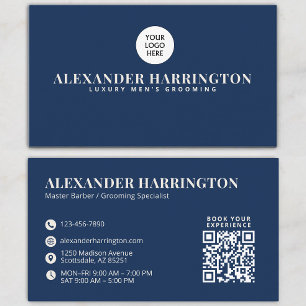 Blauw Ivory Qr Code Sociaal Icoon Herenkapper Verz Visitekaartje