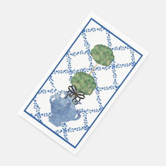 Blauw Ivy Lattice Topiary Gemberpot Potten Servet (Hoek)