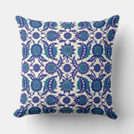 Blauw Iznik Bloempatroon Kussen