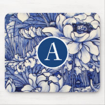 BLAUW JAPANS FLORAL DESIGN DIY INITIAAL Mousepad