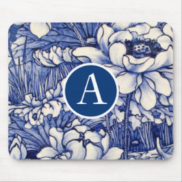 BLAUW JAPANS FLORAL DESIGN DIY INITIAAL Mousepad Muismat