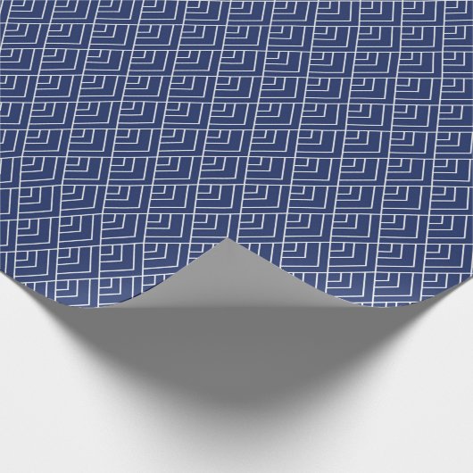 Blauw Japans geometrisch naadloos patroon Cadeaupapier (Hoek)
