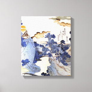  Blauw Japans Kunstbos Ukiyo-E Canvas Afdruk