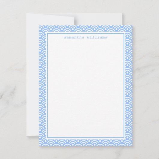 Blauw Japans Seigaiha Pattern Notitiekaartje (Voorkant)