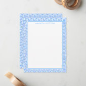 Blauw Japans Seigaiha Pattern Notitiekaartje (Voorkant / Achterkant in situ)