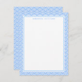 Blauw Japans Seigaiha Pattern Notitiekaartje (Voorkant / Achterkant)