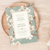 Blauw |  Japanse kersenbloesem bruiloft Kaart