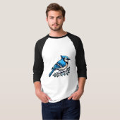 Blauw Jay bird Basic 3/4 Sleeve Raglan T-shirt (Voorkant volledig)