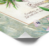  blauw Jay Bird Roze Rose Floral Collage Perfect Poster (Hoek)