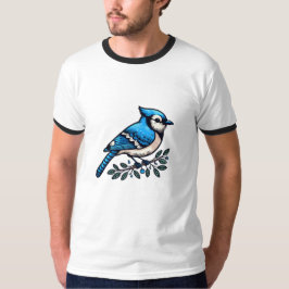 Blauw Jay vogel Basic Ringer T-shirt